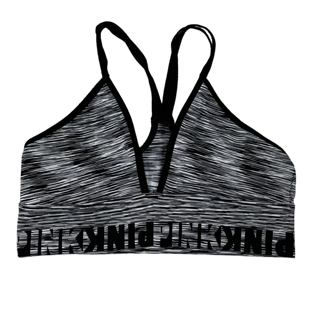 PINK VS Cool & Comfy Strappy Racerback Bralette in Black Space Dye Women’s Sz S